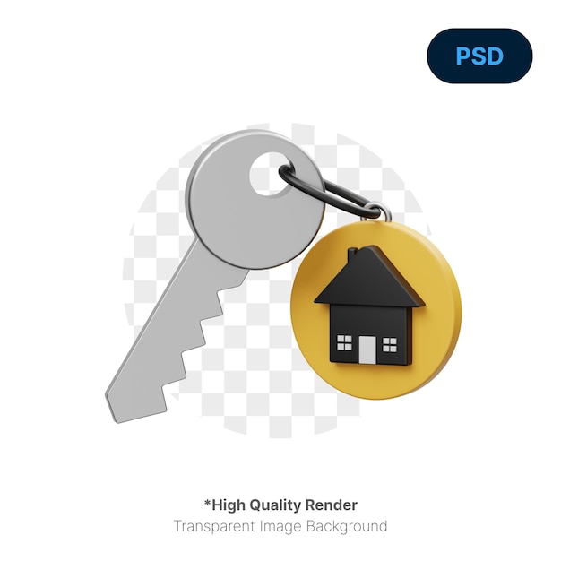 House Key 3D Icon Premium Psd