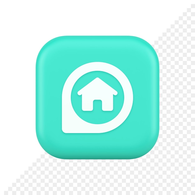 House in map pin GPS location distance searching button real estate agency app 3d icon