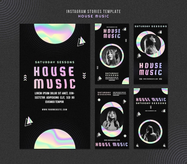 PSD house music instagram stories template