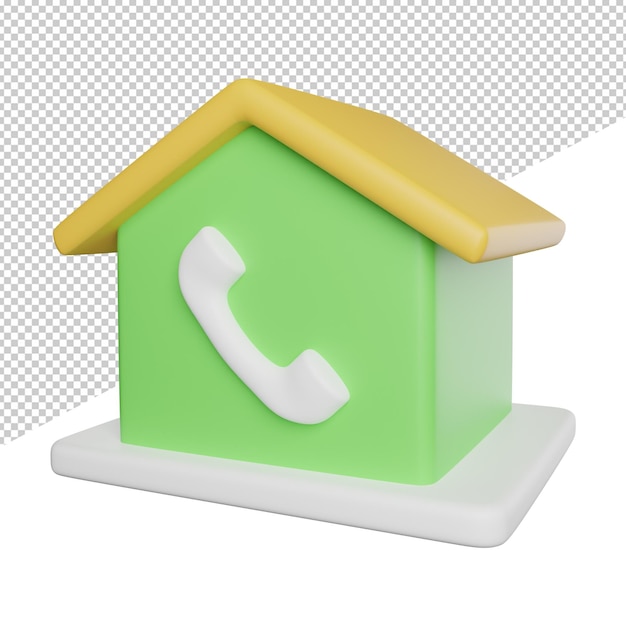 House Phone Sign side view 3d rendering icon illustration on transparent background