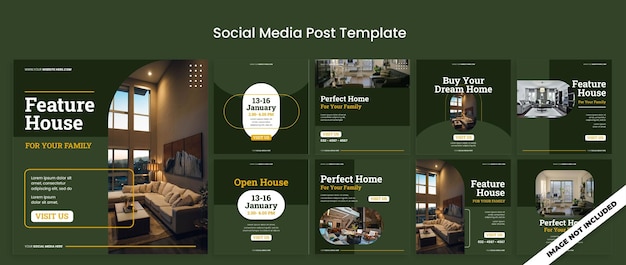 House real estate instagram feed template collection