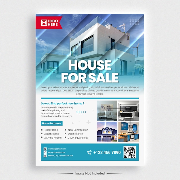 House for sale flyer design template