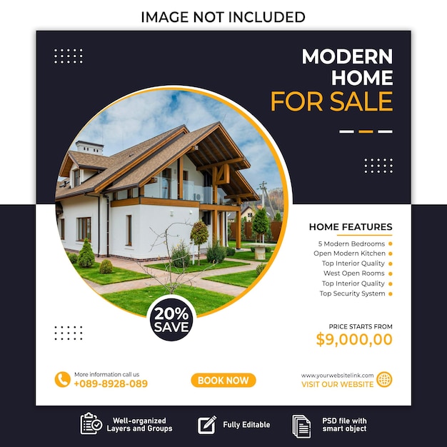 PSD a house for sale is shown on a sign that says quot modern home for sale quot