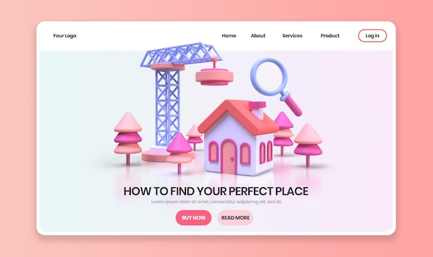 PSD house for sale real estate concept illustration landing page template for business idea concept background