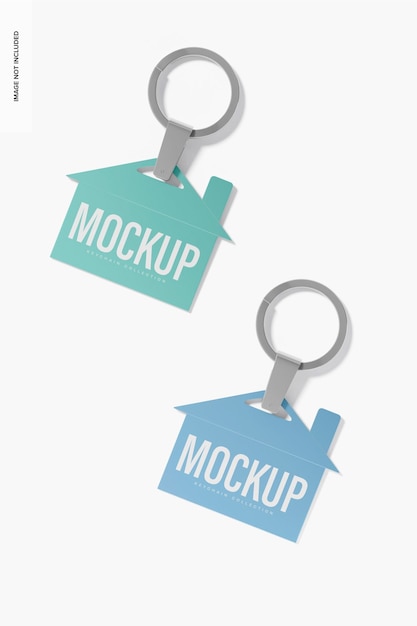 House Shaped Keychains Mockup