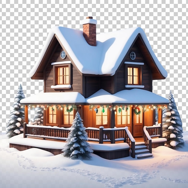 a house in the snow with a snow covered roof