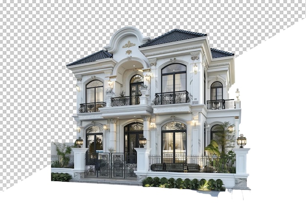 a house with a balcony and a fence