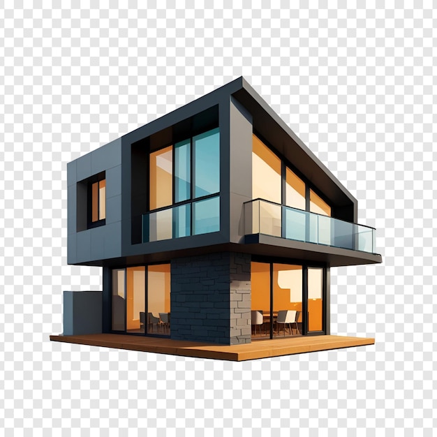 PSD a house with a balcony on a transparent background