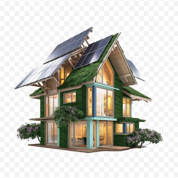 PSD a house with a solar panel on the roof