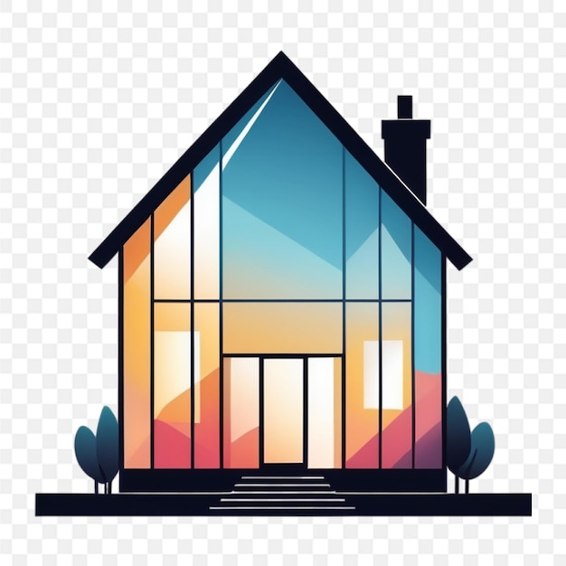 PSD a house with a window and a roof on a transparent background