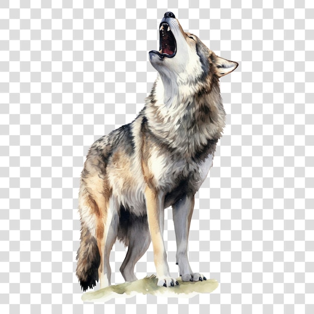 PSD howling wolf transparent background