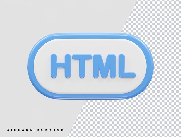 Html web icon 3d rendering vector transparent illustration