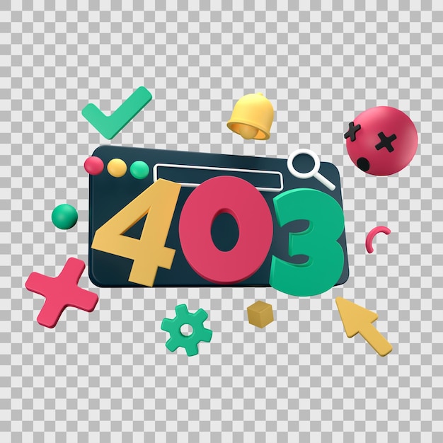 HTTP Four Hundred Three Forbidden Status Code with Transparent Background 3d Illustration