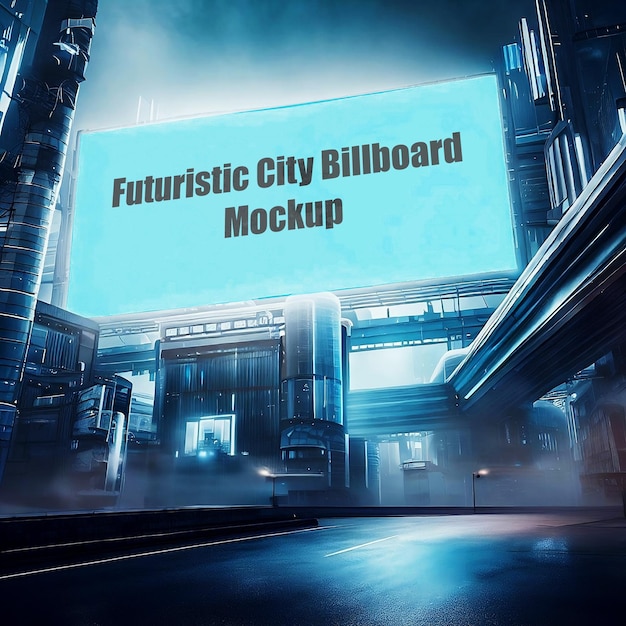 Huge Billboard In A Futuristic City_Mockup by 9ttwenty