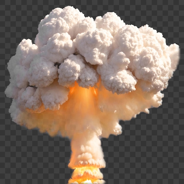 PSD a huge explosion with big mushroom cloud isolated on a transparent background