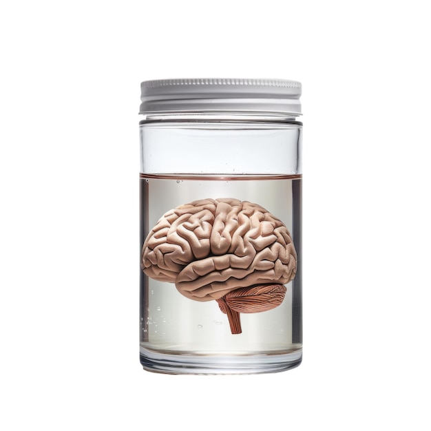 PSD human brain preserved in glass jar