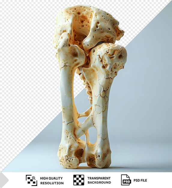 PSD a human femur bone standing isolated against a transparent background