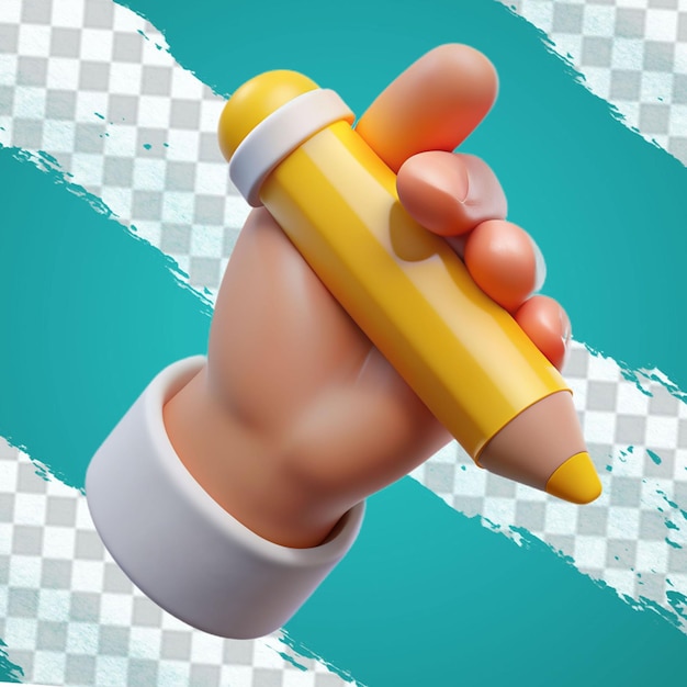 human hand holding pen 3d