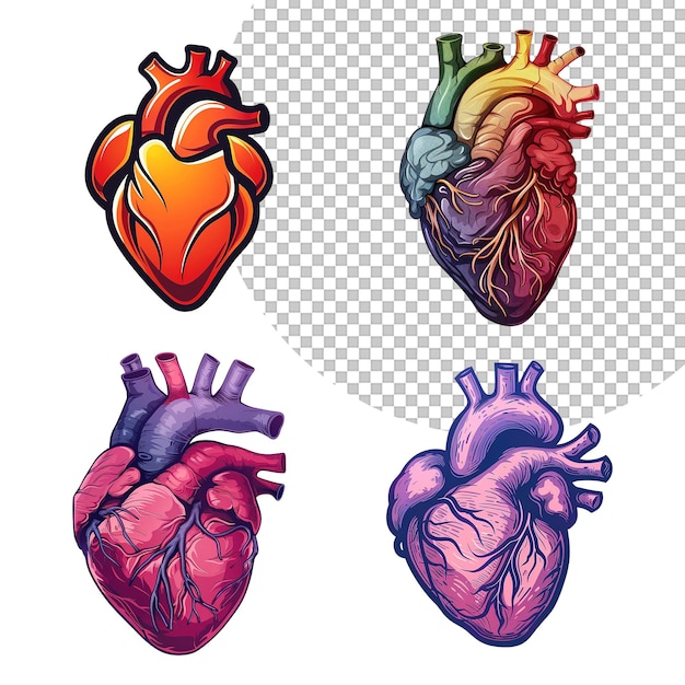 Human Hearts Illustration Set on Transparent Background