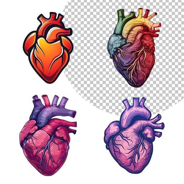 PSD human hearts illustration set on transparent background