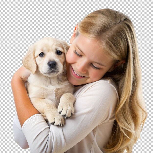 PSD human and puppy bond transparent background