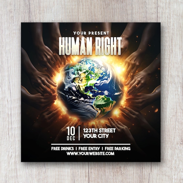 Human right day square flyer social media design banner post