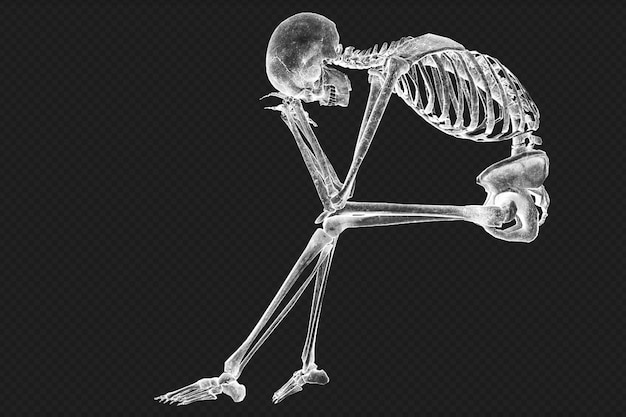 PSD human skeleton on transparent background