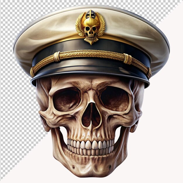 PSD human skull wearing captain hat