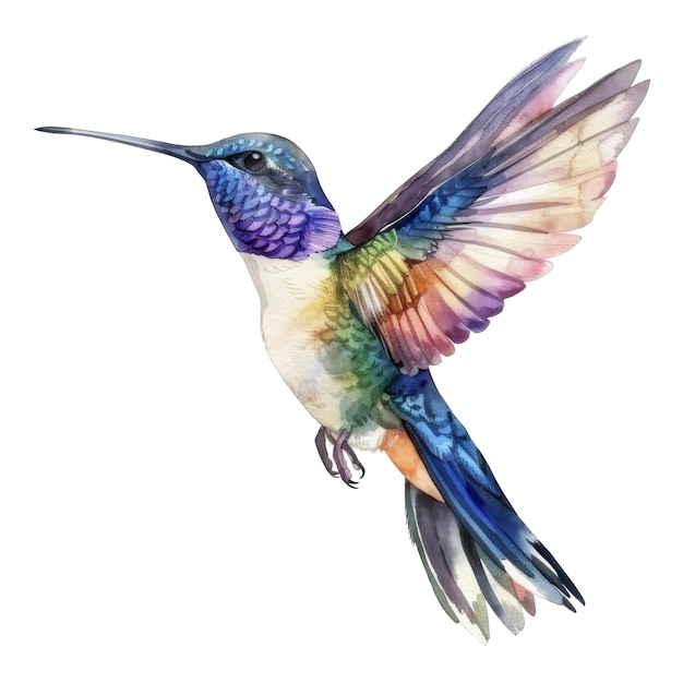 Hummingbird Bird Illustration Watercolor Style AI Generated