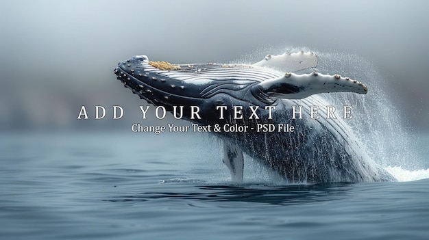 PSD humpback whale leaping out of the ocean