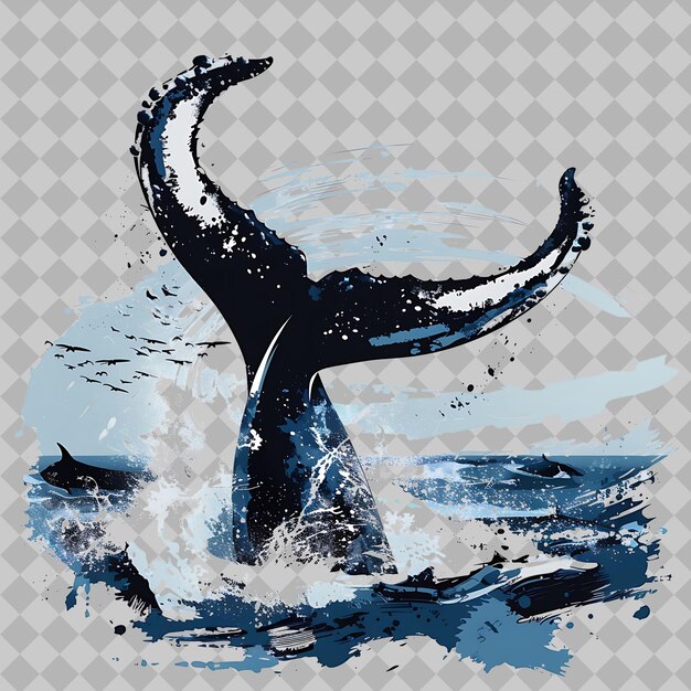 PSD humpback whale within a stylized tail silhouette offshore se png watercolor wild life collections