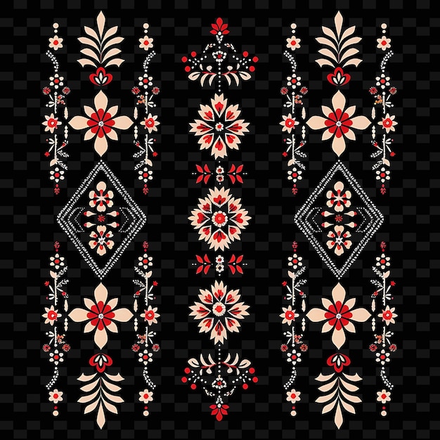 Hungarian Embroidery With Floral and Geometric Patterns Bord PNG Unique Stylized Motifs Designs