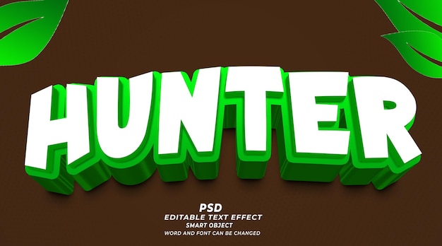 Hunter 3d editable text effect photoshop template with background