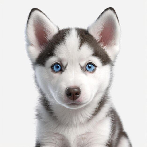 PSD a husky puppy with blue eyes and a white nose