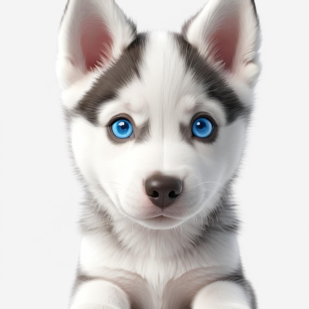 PSD a husky puppy with blue eyes and a white nose