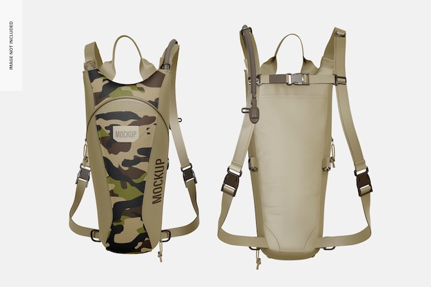 Hydratation Backpacks Mockup, Floating