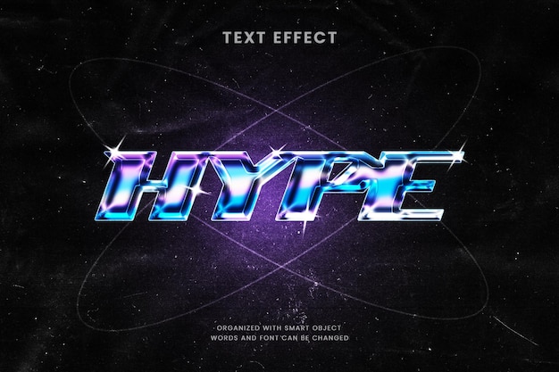 Hype 3d chrome style editable text effect futuristic urban typography