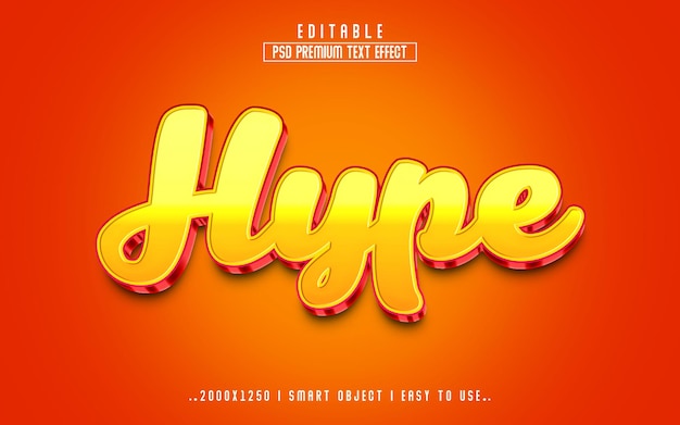 Hype 3d editable psd text effect style