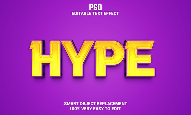 Hype 3d editable text effect with background Premium Psd