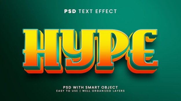 Hype 3d editable text effect with trendy and game text style