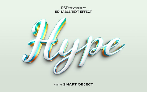 Hype text effect 3d style mockup 3d