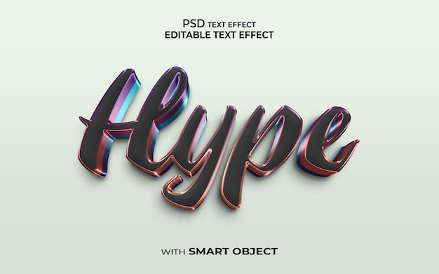 Hype text effect 3d style mockup 3d