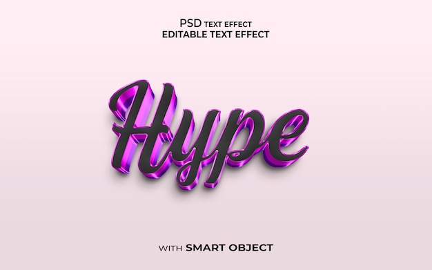 Hype text effect 3d style mockup 3d