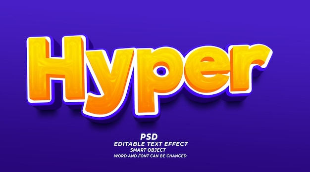 Hyper 3d editable text effect PSD template