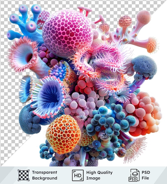 PSD hyperealistic high quality cellular structure in the form of flowers