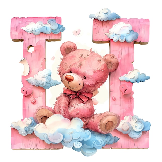 PSD i alphabet teddy bear