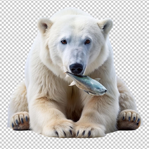 PSD ice bear eating fish