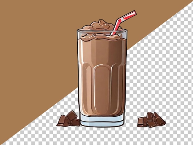 PSD ice chocolate milk in the glass flat vector line