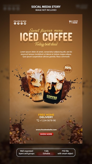 Ice coffee social media story