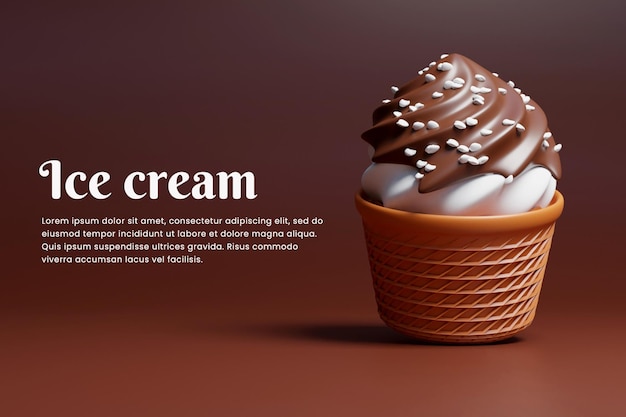 Ice cream banner template design or ice cream landing page template design